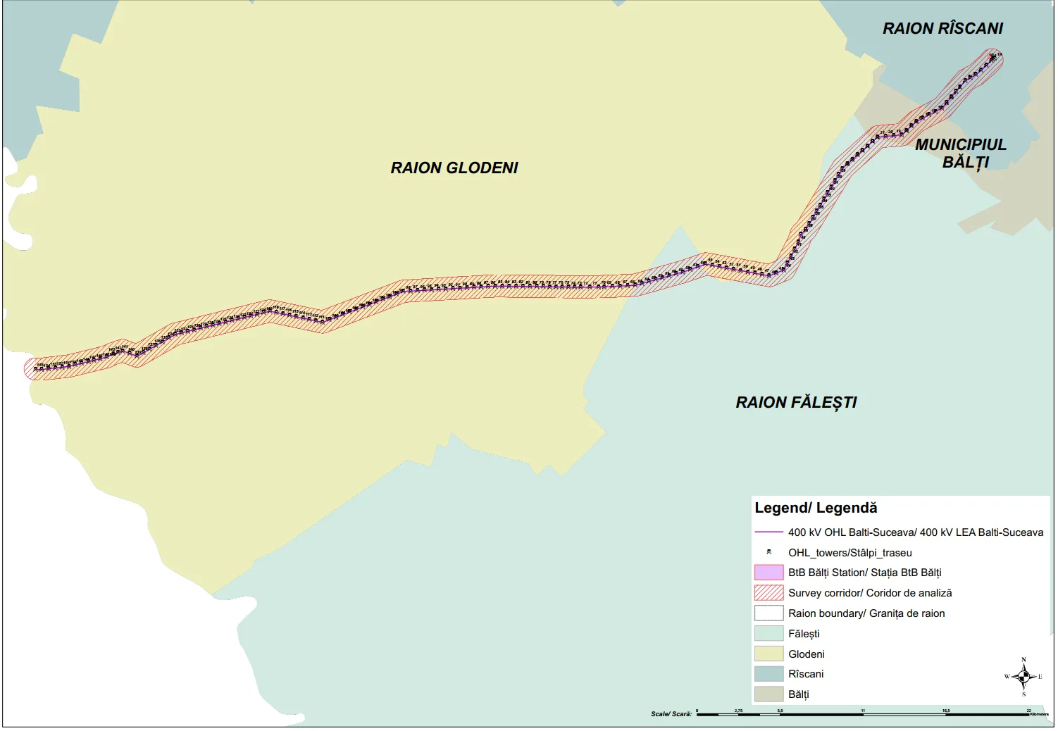 Traseul liniei electrice Suceava–Bălți